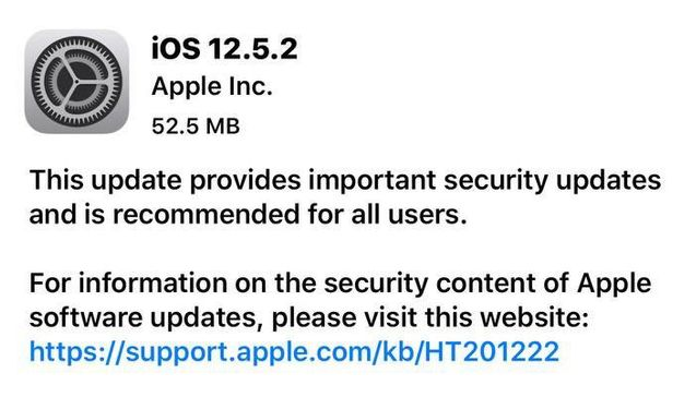 独山子苹果手机维修分享iOS12.5.2发布，建议所有老苹果用户安装 